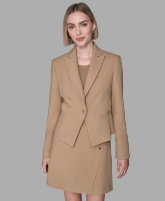 Women's V-Neck 1-Button Front Cropped Jacket