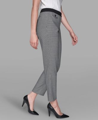 Women's Invisible Zipper Checkered Straight Ankle Pants