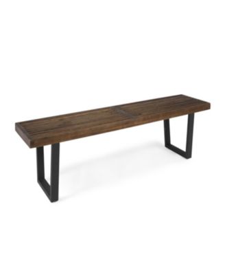 Acacia Wood Patio Bench - Dark Brown & Black