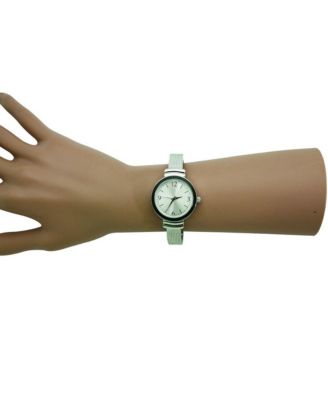 Silver Black Every Day Textured Metal Bangle Watch