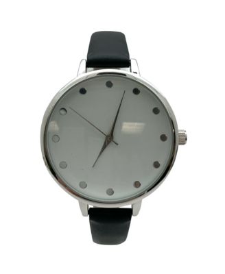 Solid Vibrant Color Everyday Faux Leather Women Watch, Black