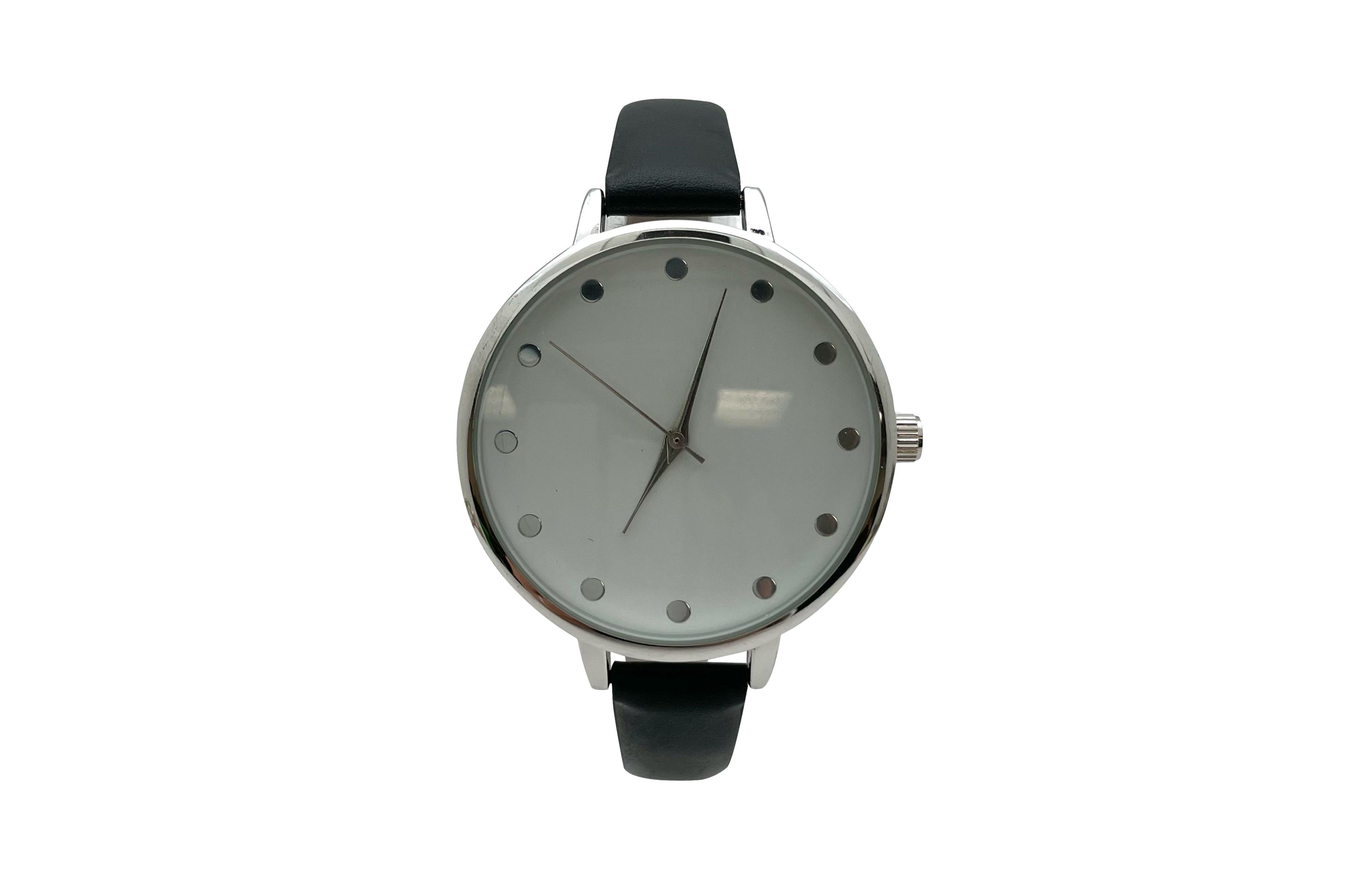 Olivia Pratt Solid Vibrant Color Everyday Faux Leather Women Watch, Black