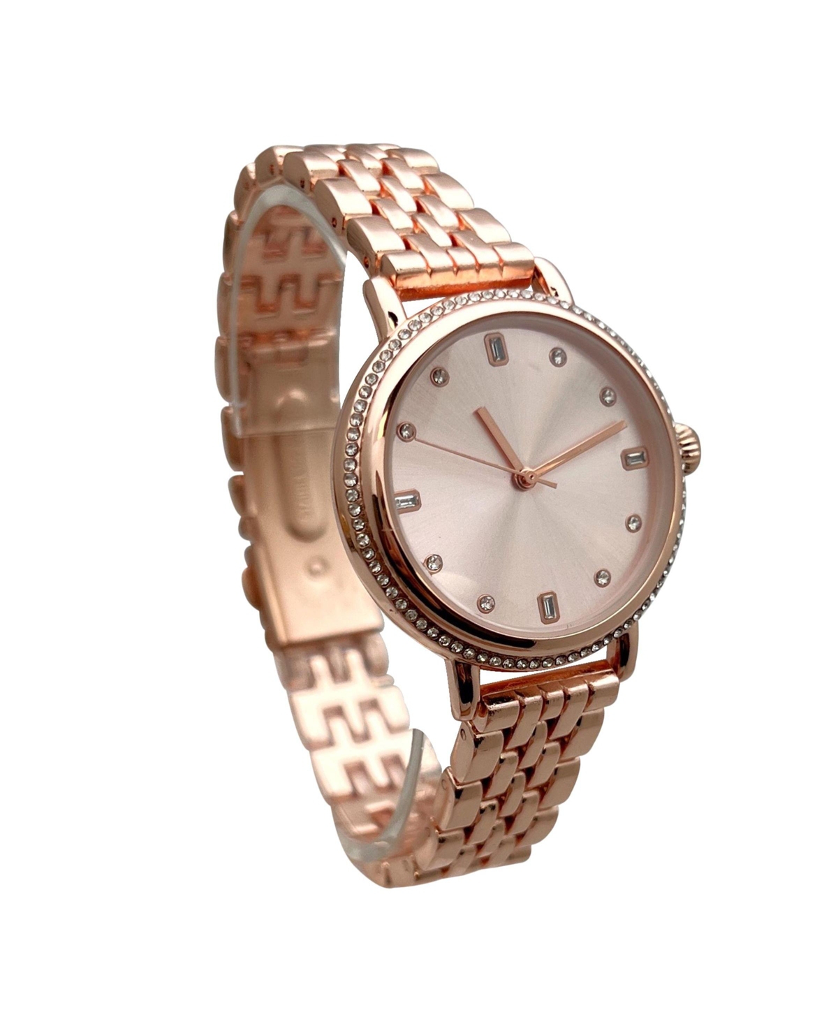 Olivia Pratt Rose Gold Elegant Everyday Rhinestones Bezel Women Watch