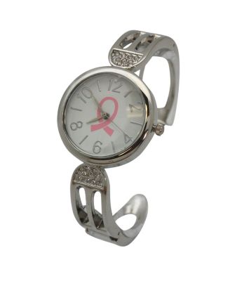BREAST CANCER AWARENESS RIBBON BANGLE WATCH