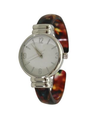 DARK BROWN SKINNY TORTOISE BANGLE WATCH