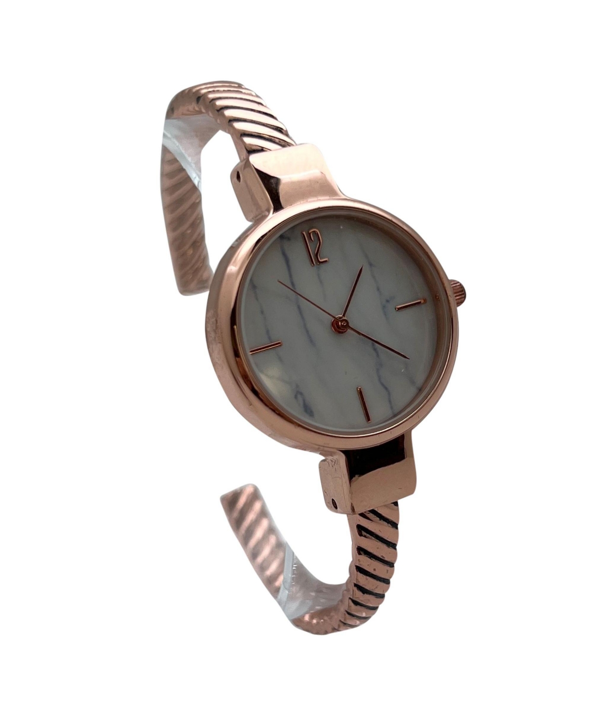 Olivia Pratt Rose Gold Every Day Thin Marble Face Bangle Women Watch