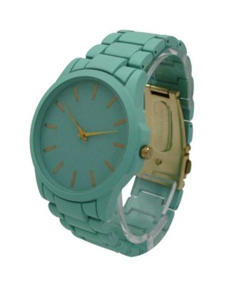 Teal Solid Color Large Face Women Watch