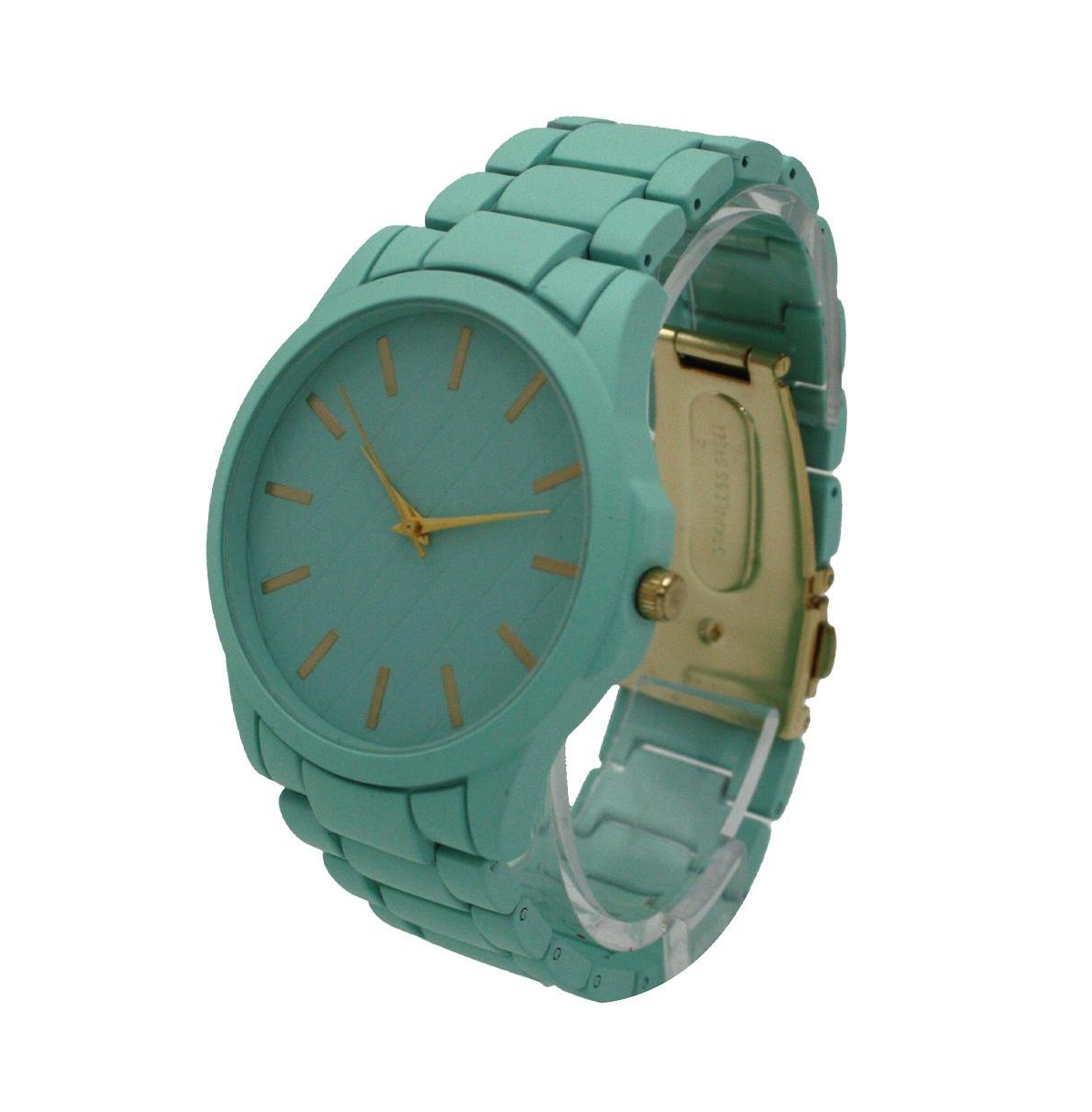 Olivia Pratt Teal Solid Color Large Face Women Watch