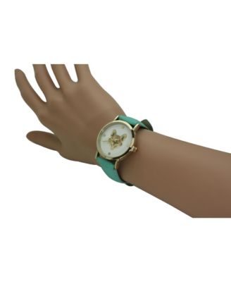 Mint Fox Face Leather Strap Watch