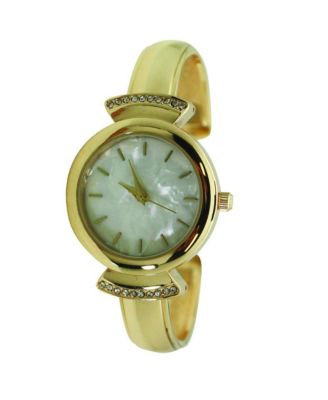 Gold Olivia Pratt Pearl Tone Face Metal Bangle Watch