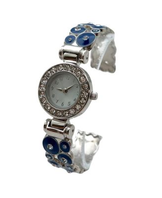 Blue Silver Colorful Round Shapes Band Bangle Women Watch