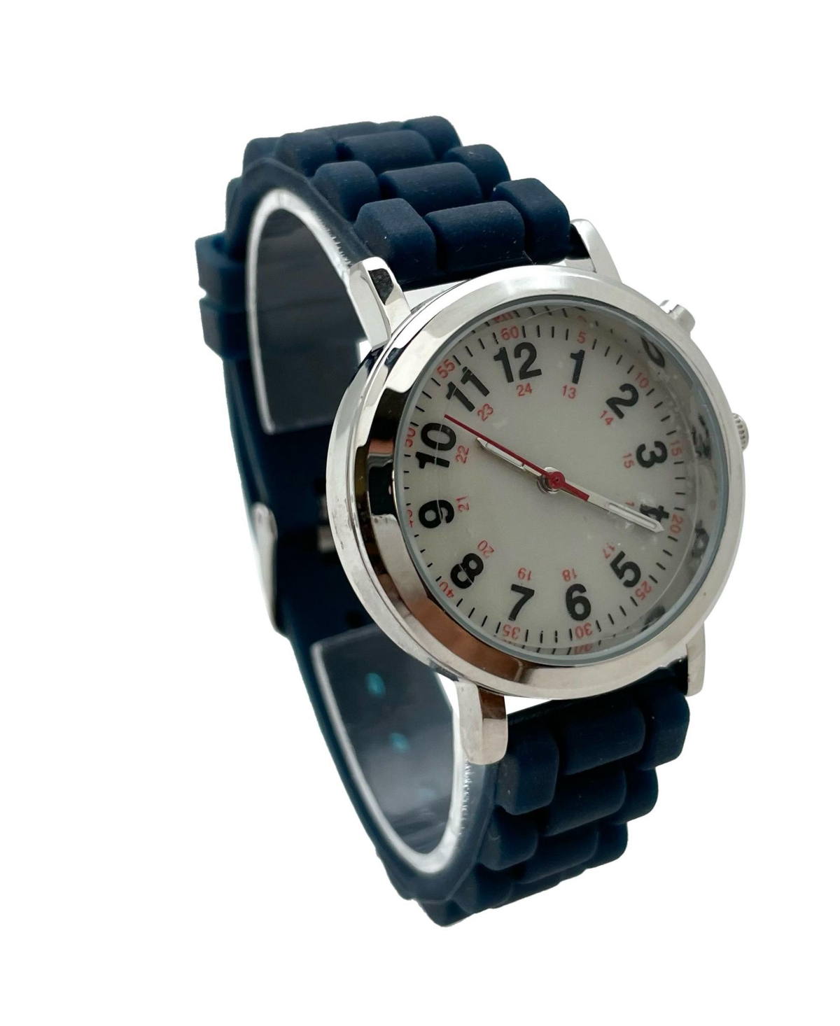 Olivia Pratt Navy Luminous Dial Easy Read Medical Professionals Silicone Band Women Watch