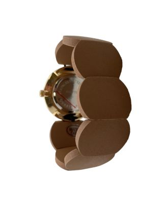 Tan Gold Stretch Wooden Watch