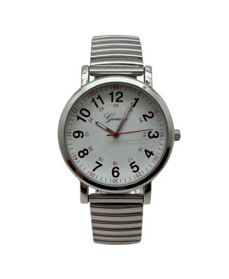 Silver Bold Numbers and Casual Stretch Band Women Watch