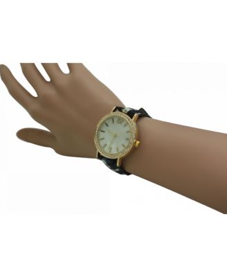 Dark Flowers and Denim Strap Watch