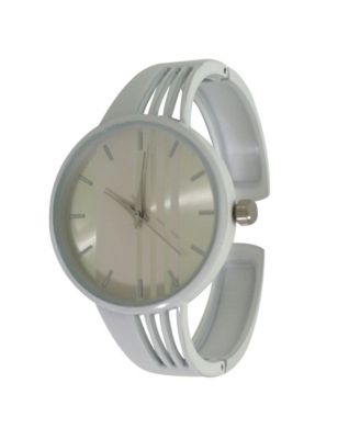 White Modern Stripped Design Bangle Watch