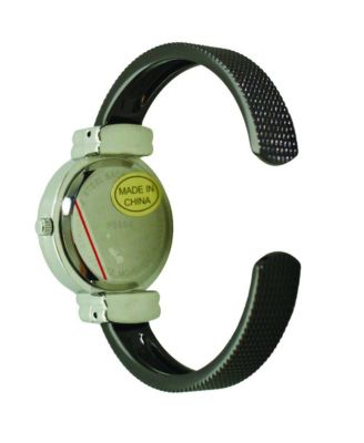 Black Silver Olivia Pratt Every Day Textured Metal Bangle Watch