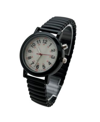Black Stretch Band Easy Read Nurse Watch with Second Hand Women Watch