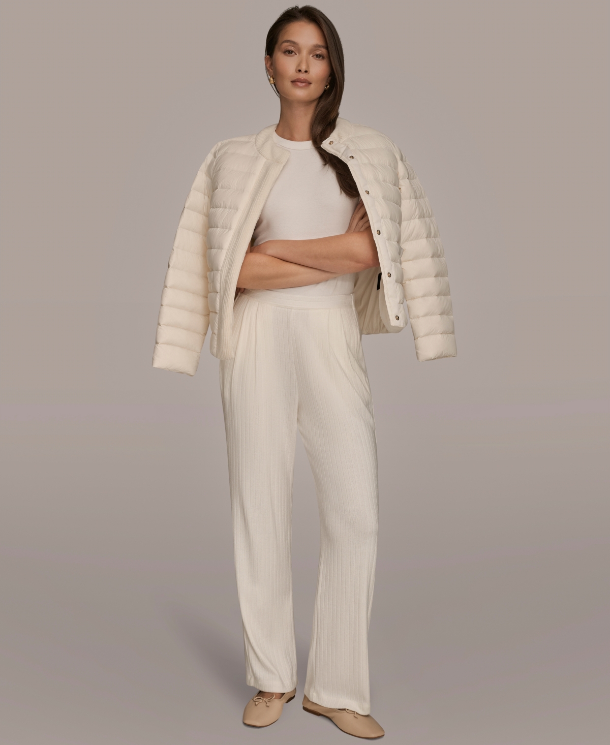 Donna Karan Weekend Women's Pull-on Pleated Pants In White