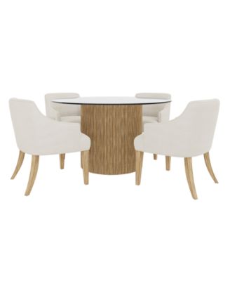 Frandlyn 54" Round Glass Dining Table 5-Pc. Set and 4 Host Chairs