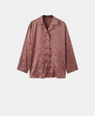 MANGO - Women's Jacquard Satin Pajama Shirt
