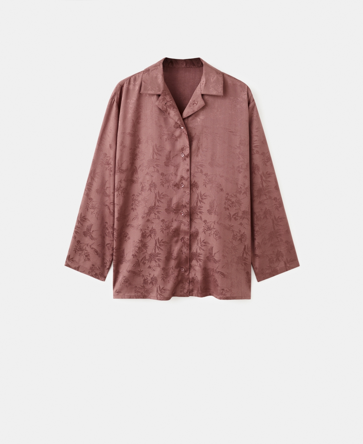 Mango Jacquard Satin Button-up Shirt In Brown