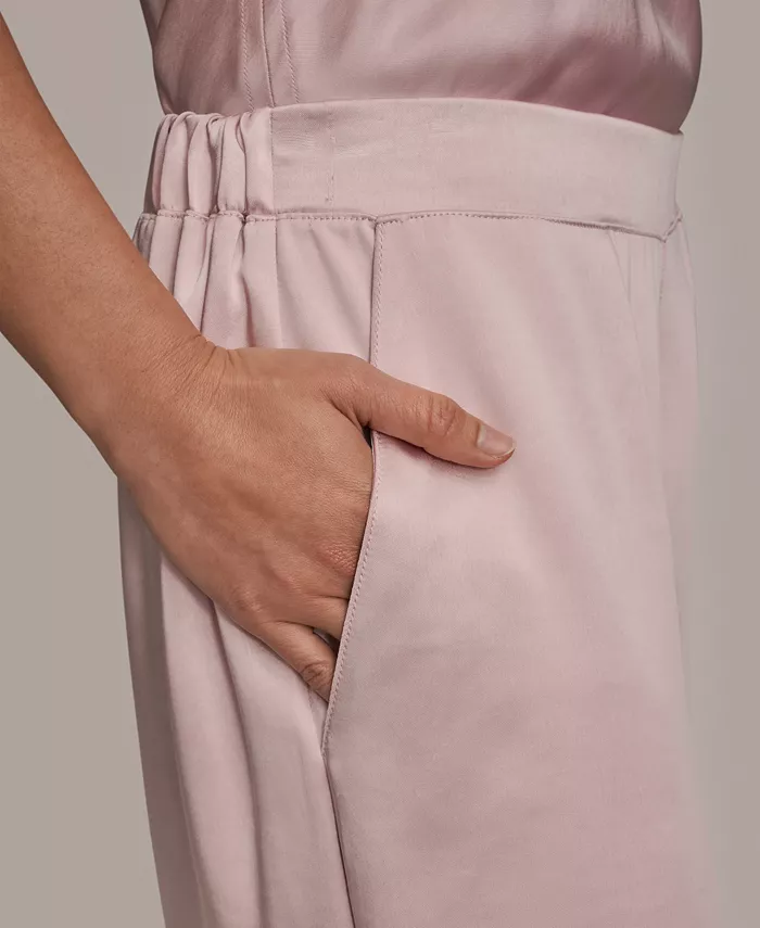 Women's Pull-On Satin Mid Rise Wide Leg Pants - thumbnail 4