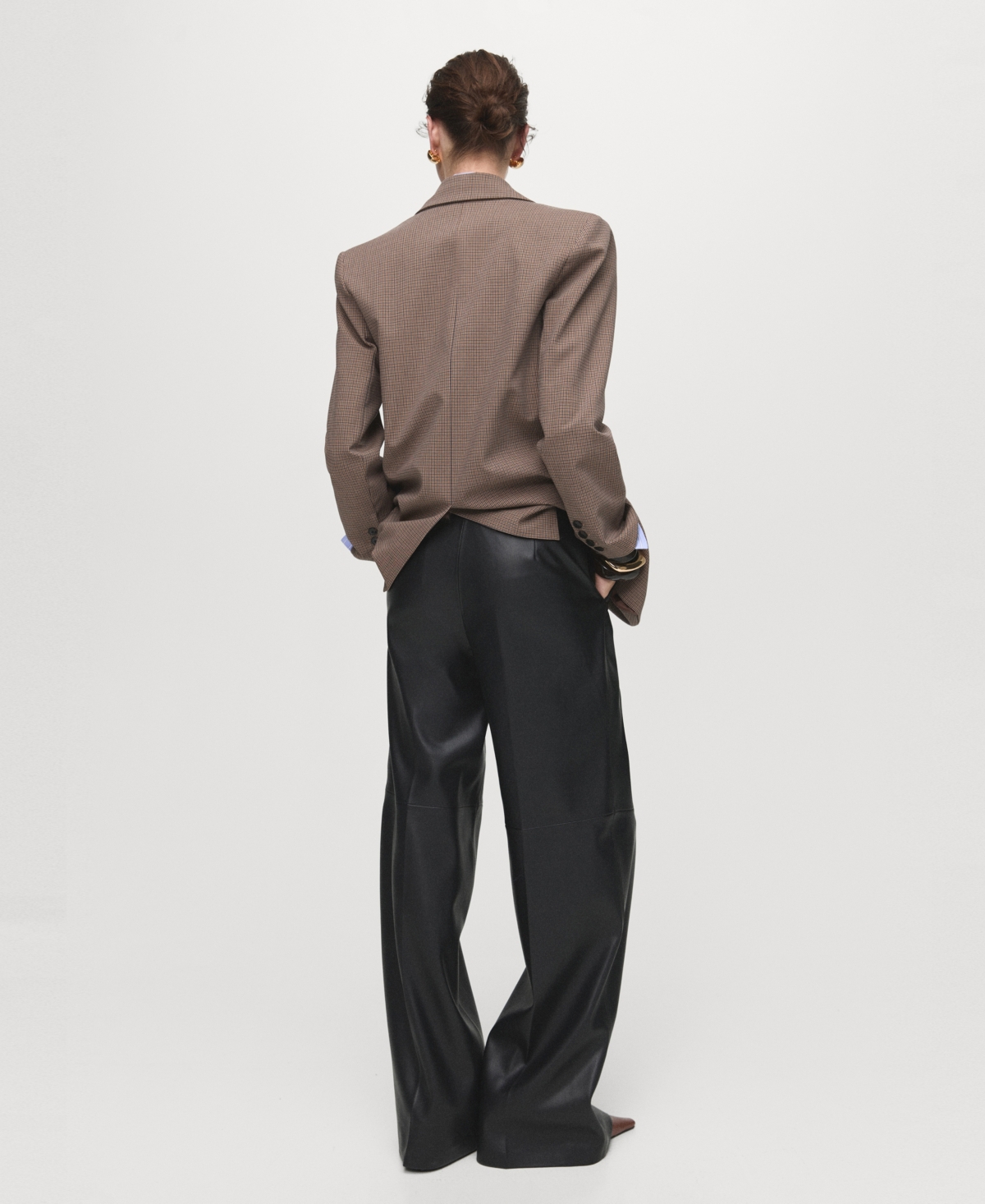 Mango Women's Leather-effect Wide-leg Pants In Black