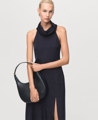 MANGO - Women's Slit Draped Neck Dress