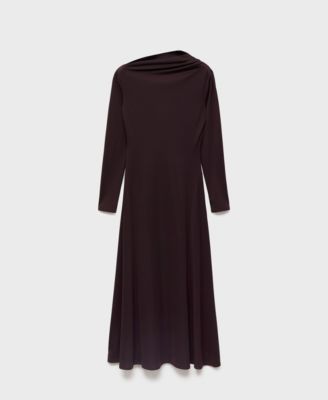 MANGO - Women's Asymmetrical Neckline A-Line Dress