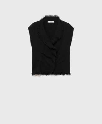 Women's Frayed Trim Crossover Top