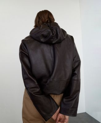 Women's Leather Hood Jacket