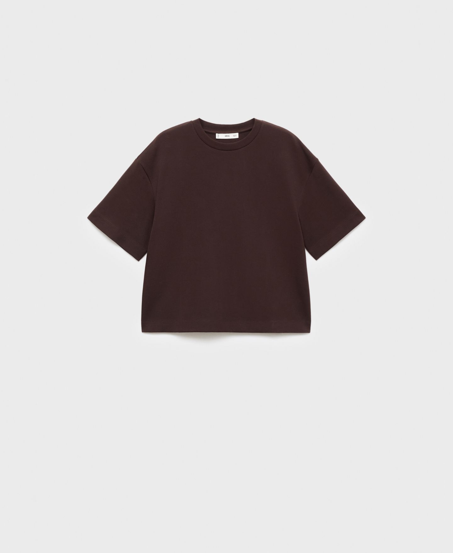 Женская футболка Mango Oversized Cotton, цвет: Коричневый — фото 3