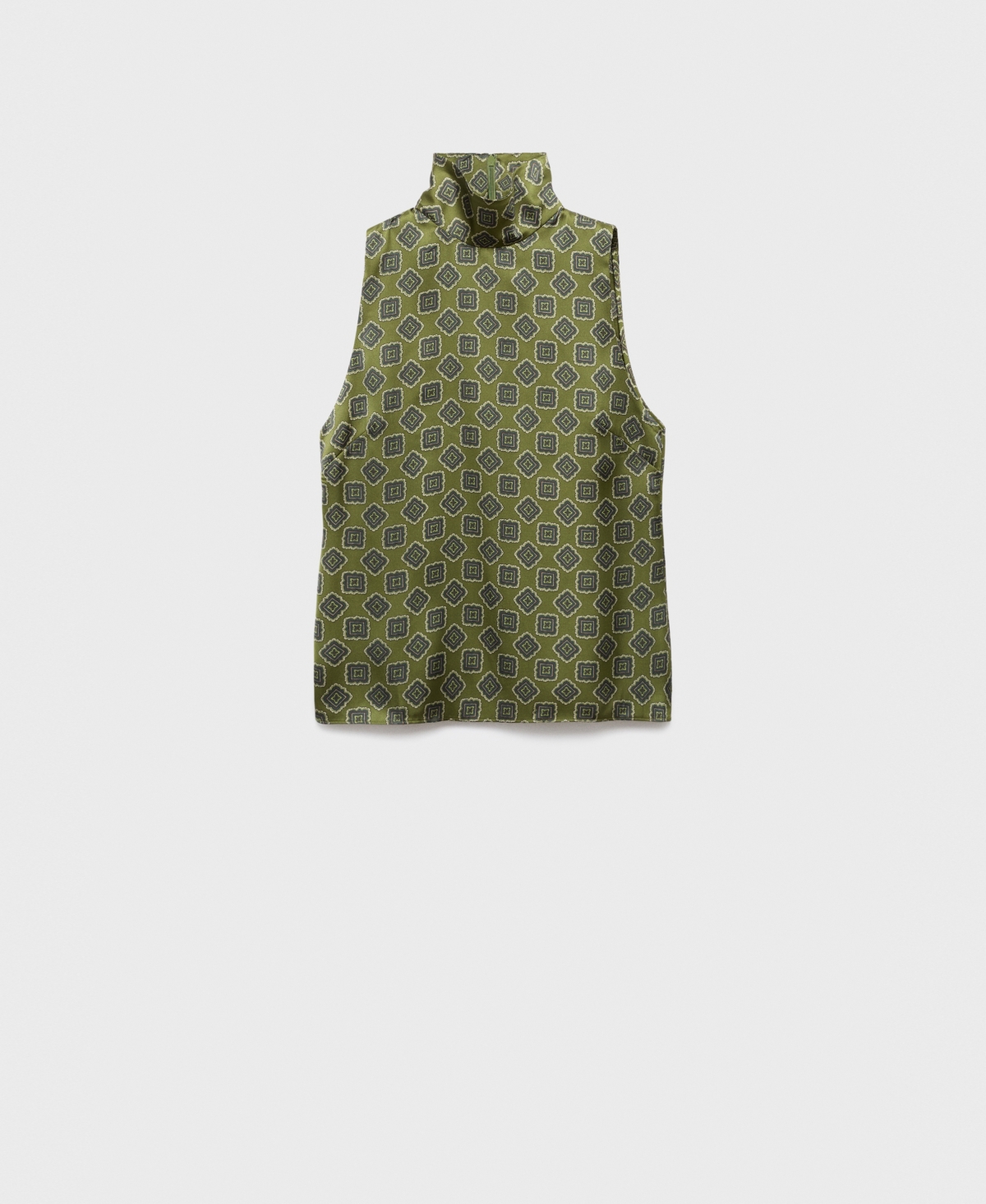 Mango Women's Geometric Print Satin Blouse In Green