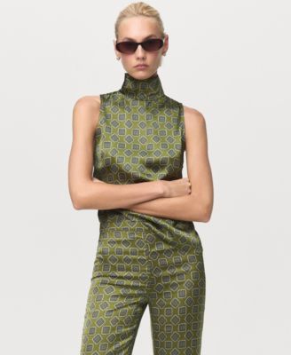 Women's Geometric-Print Satin Pants