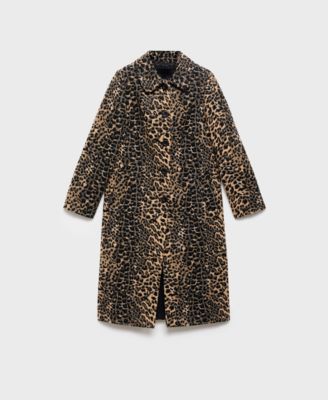 MANGO - Women's Leopard-Print Long Coat