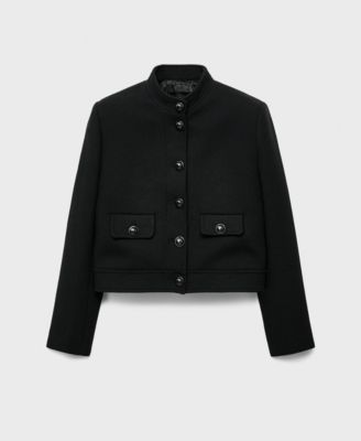 Women's Jewel-Button Strip Collar Jacket