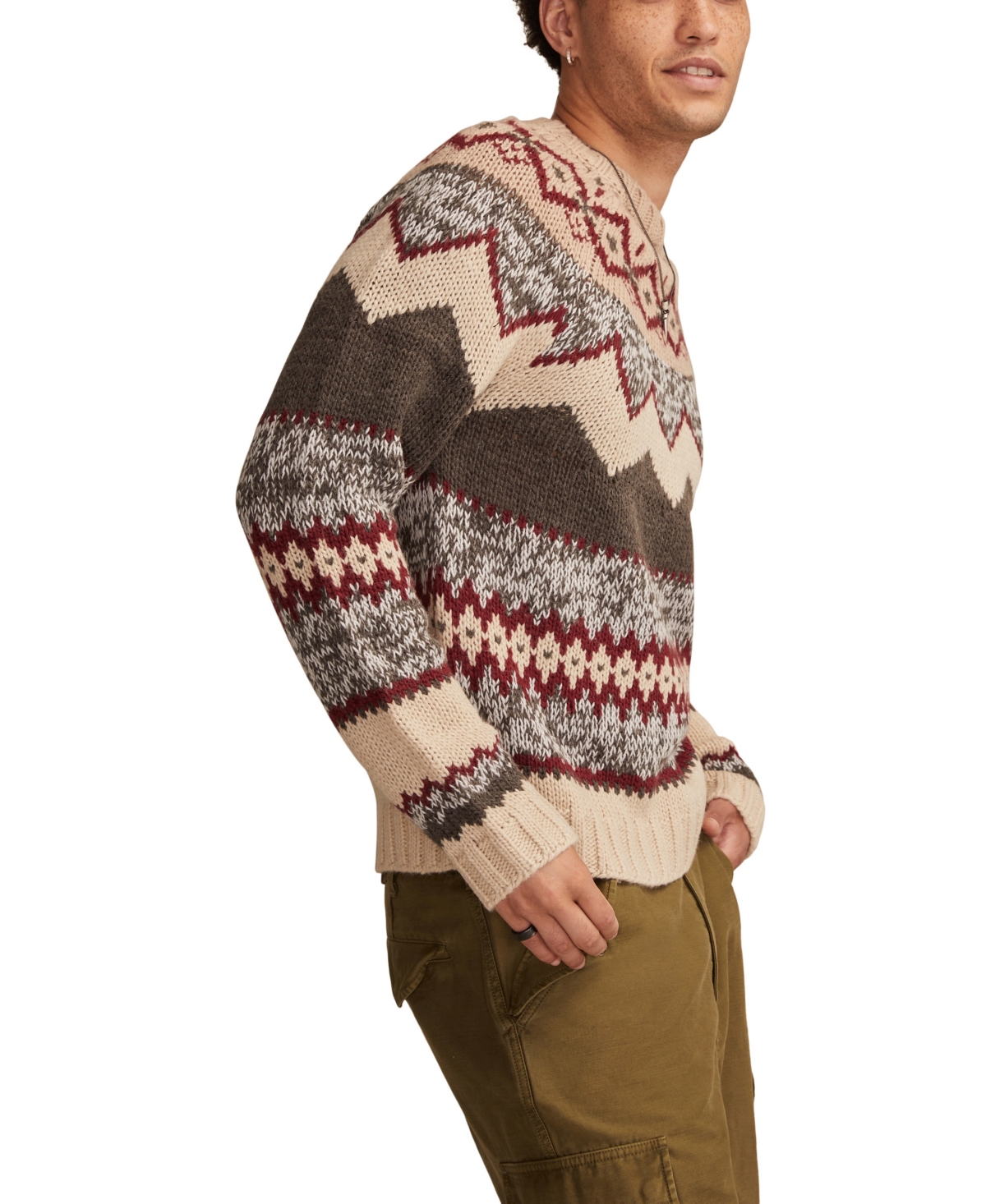 Lucky Brand Men's Fair Isle Crewneck Long-Sleeve Sweater