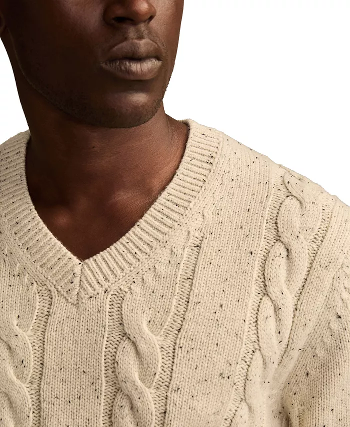 Men's Cable V-Neck Sweater - thumbnail 3