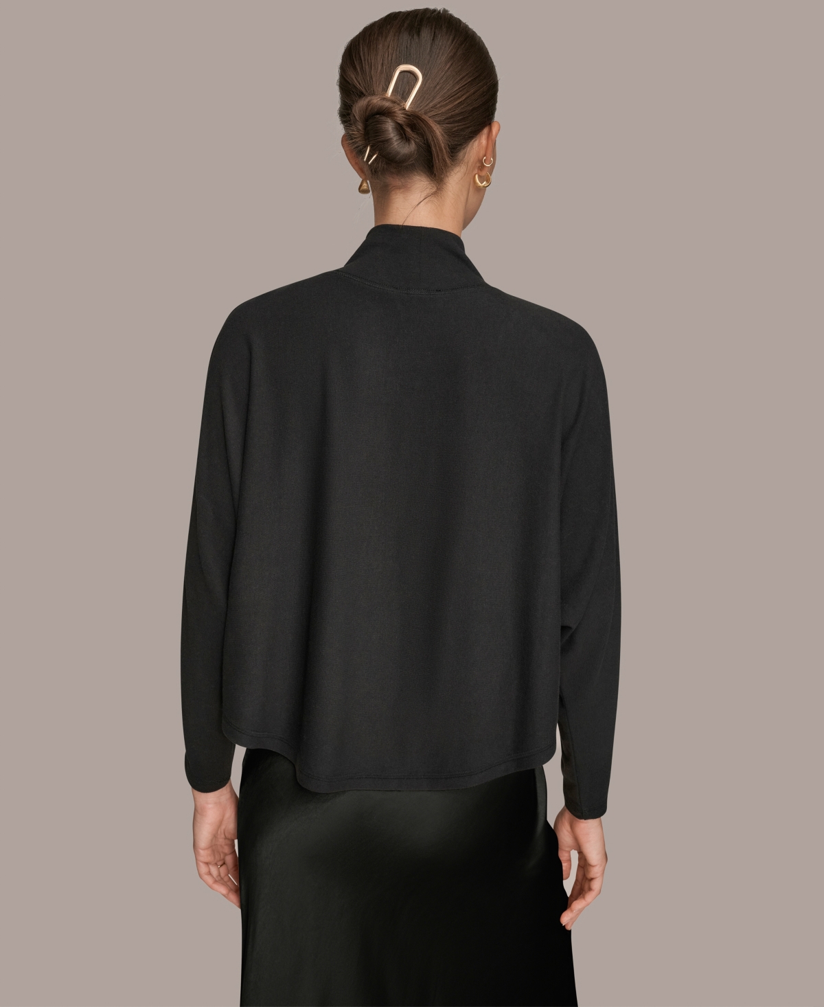 Donna Karan Weekend Women's Mock Neck Long Sleeve Top In Black