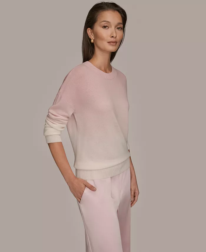 Women's Long Sleeve Wool Cashmere Blend Dye Dip Sweater - thumbnail 4