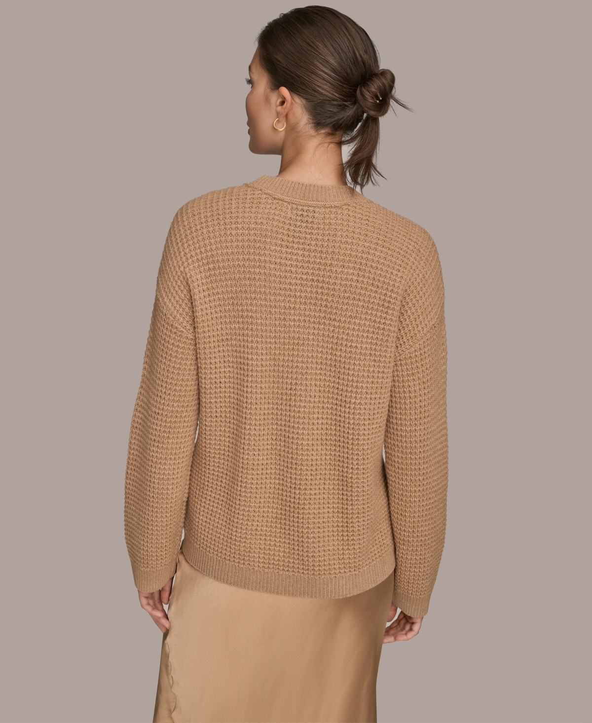 Donna Karan Weekend Women's Long Sleeve Waffle Stitch Sweater