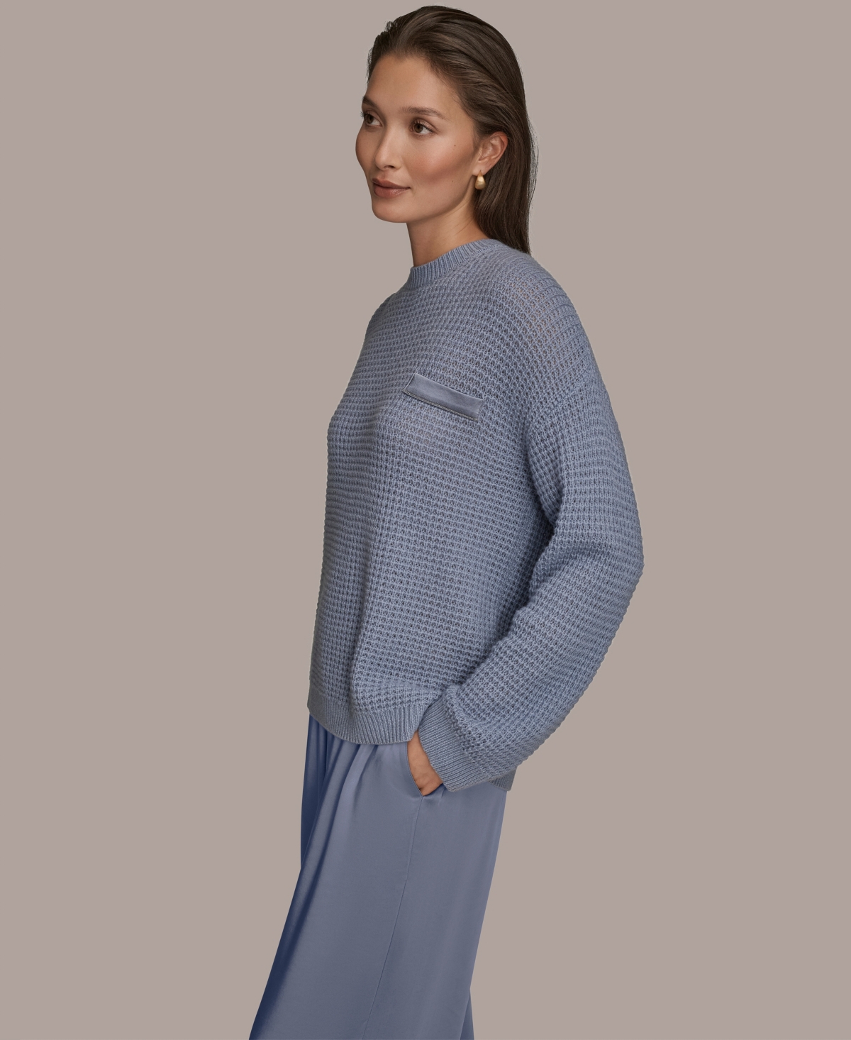 Donna Karan Weekend Women's Long Sleeve Waffle Stitch Sweater