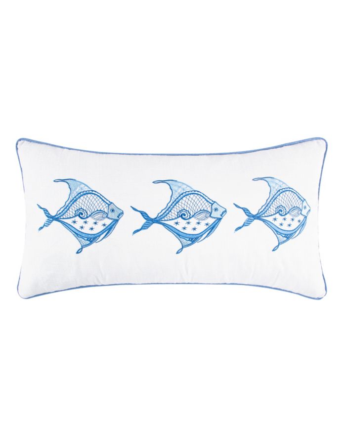 Levtex Batik Ocean Embroidered Decorative Pillow 12 X 24