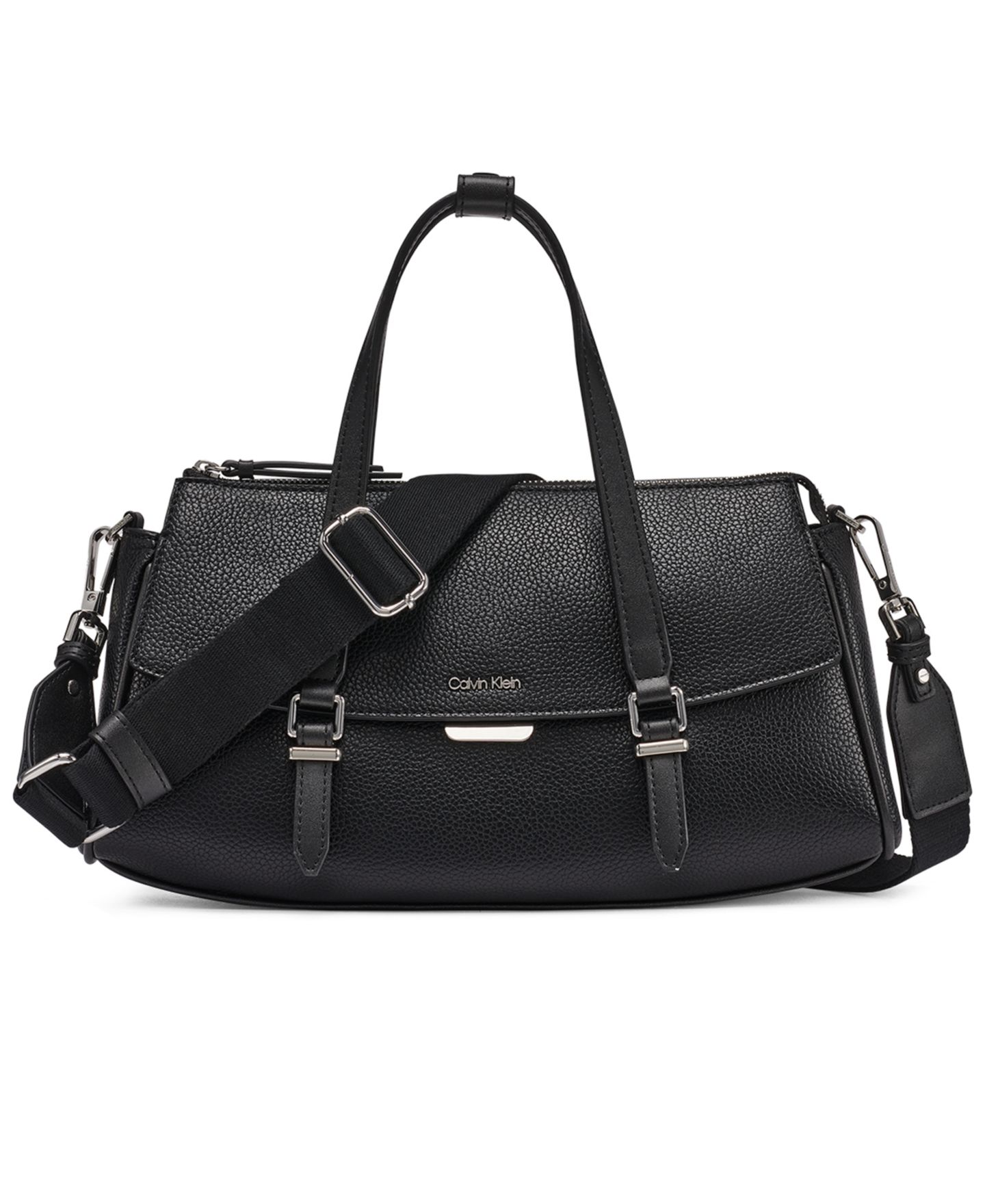 Женская сумка Calvin Klein Irene Top Handle Convertible Satchel, цвет: Чёрный / Серебряный — фото 1