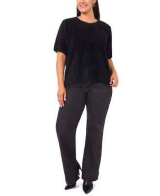 Plus Size Short-Sleeve Crewneck Sweater