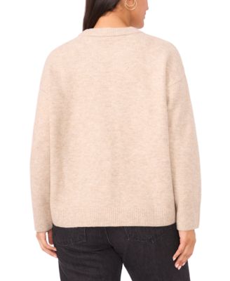 Plus Size Flower Motif Crewneck Sweater