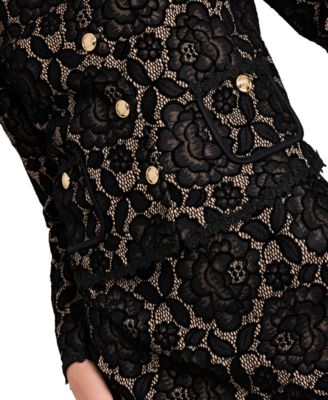 Women&#39;s Collarless Bonded Lace Jacket