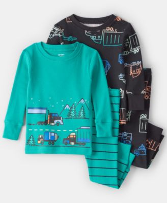 Carter's - Baby Boys 4-Piece Truck Printed Long-Sleeve Top and Pants Set