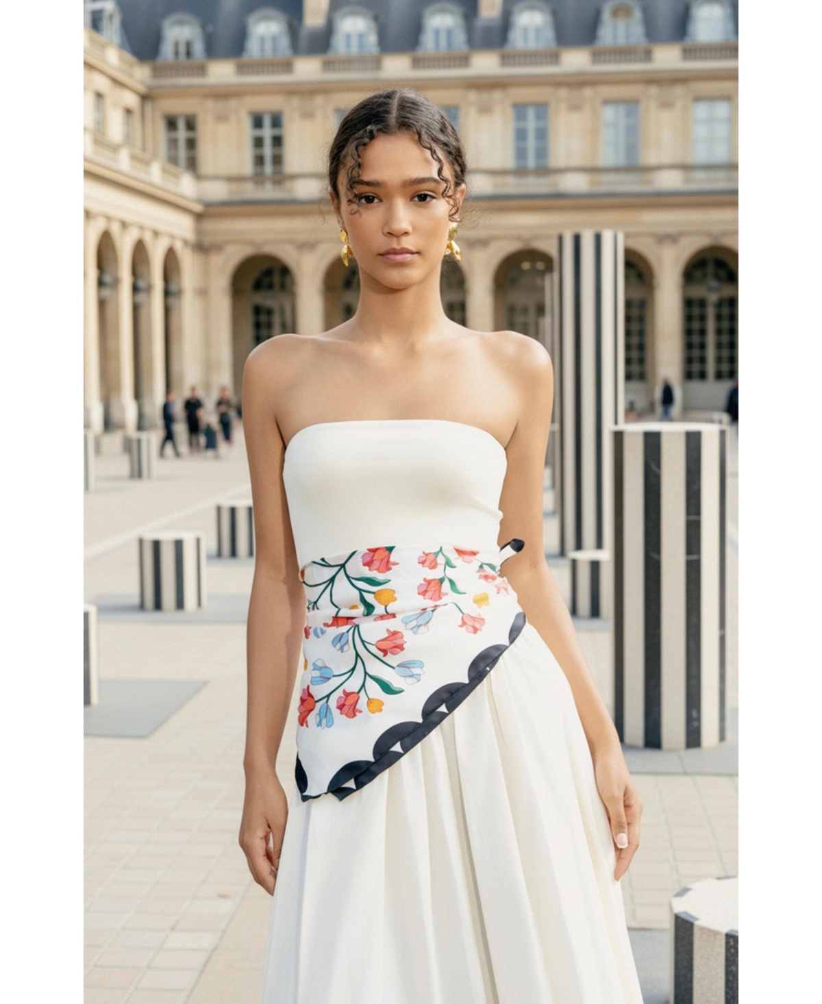 Jessie Zhao New York Double Sided Silk Scarf Floral Echo